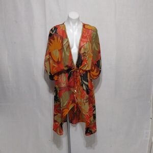 True Destinations Tropical Resort Wear Chiffon Beach Cover-Up Wrap Large Vacay